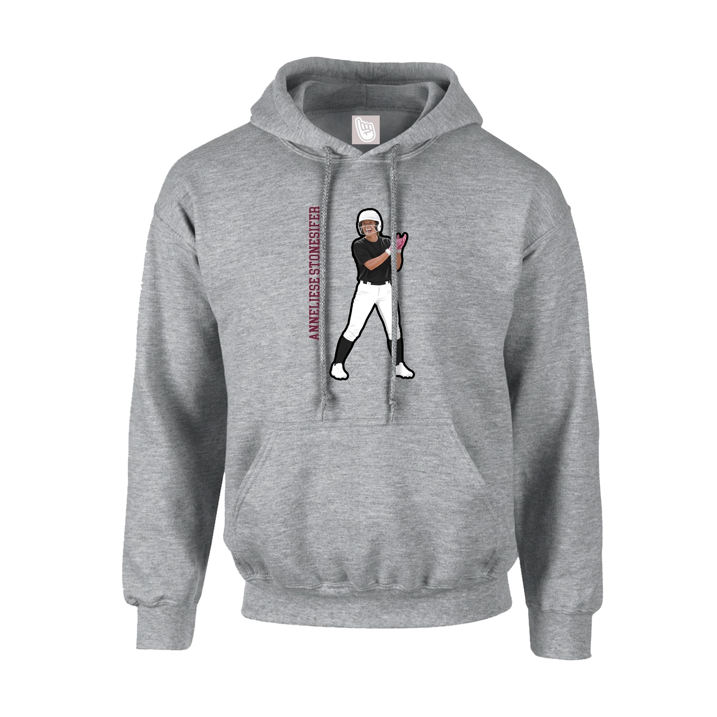 Youth Hoodie — Name Vertical in Grey