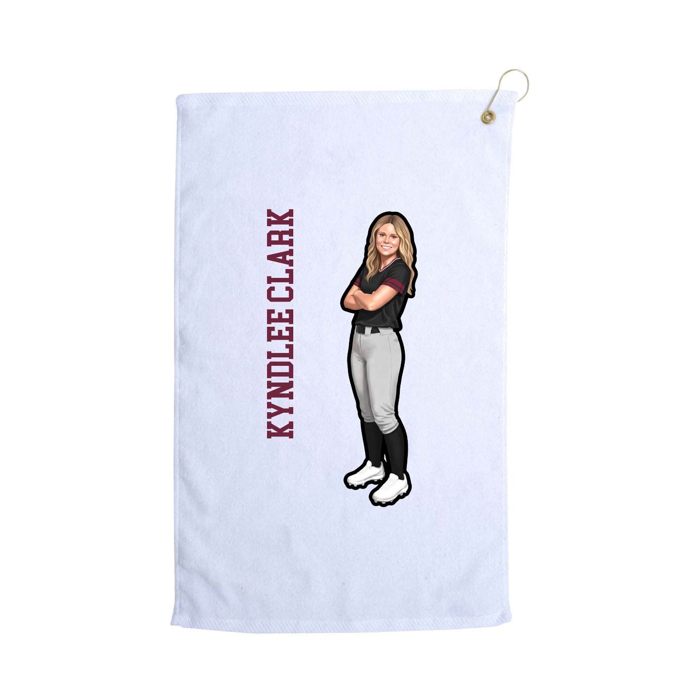 Golf Towel — Name Vertical in White