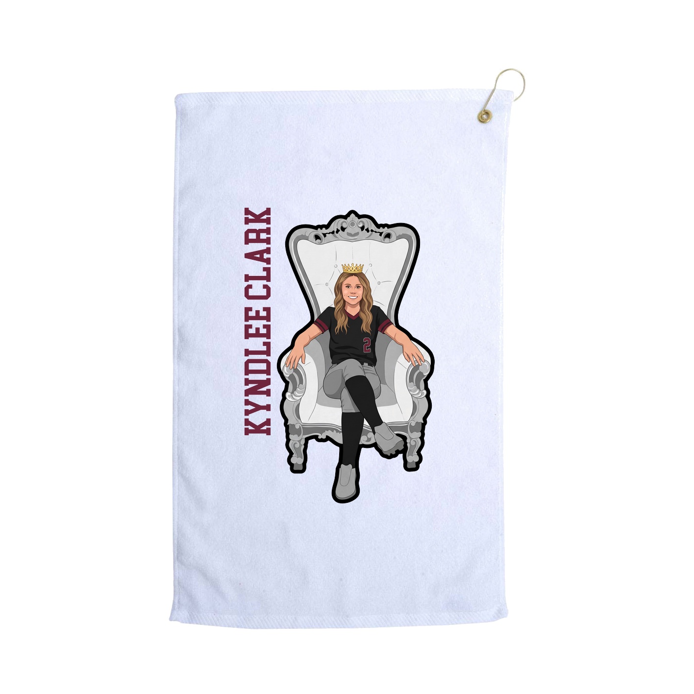 Golf Towel — Name Vertical in White
