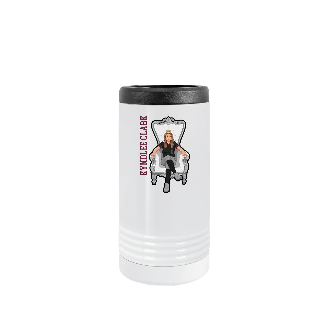 Slim Beverage Holder — Name Vertical in White