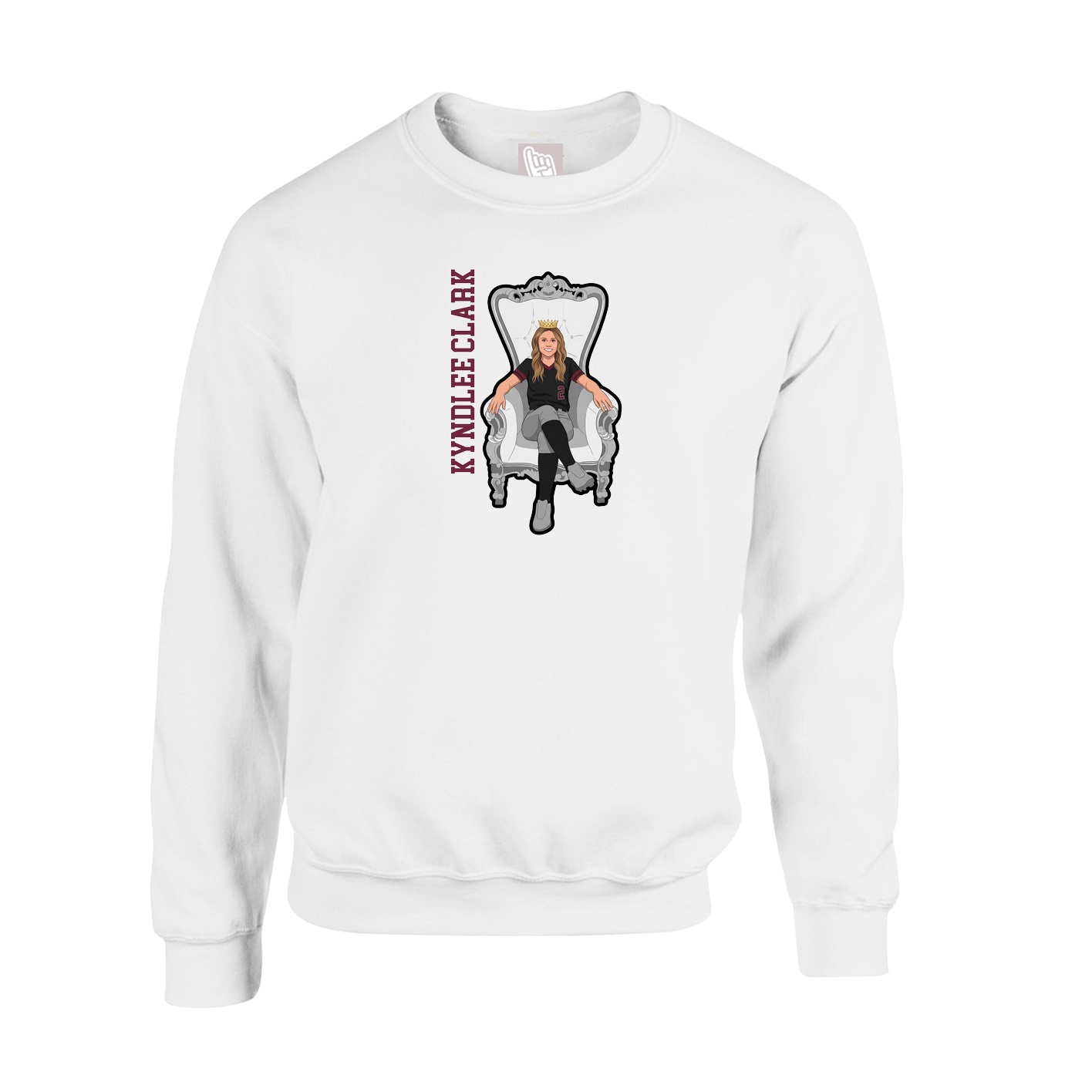Fleece Crew — Name Vertical in White