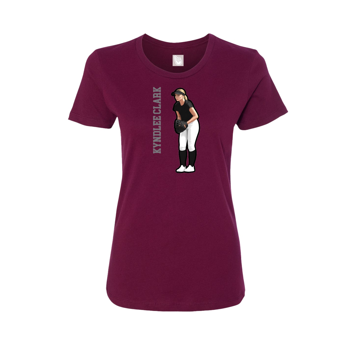 Fitted Women's Tee — Name Vertical in Maroon