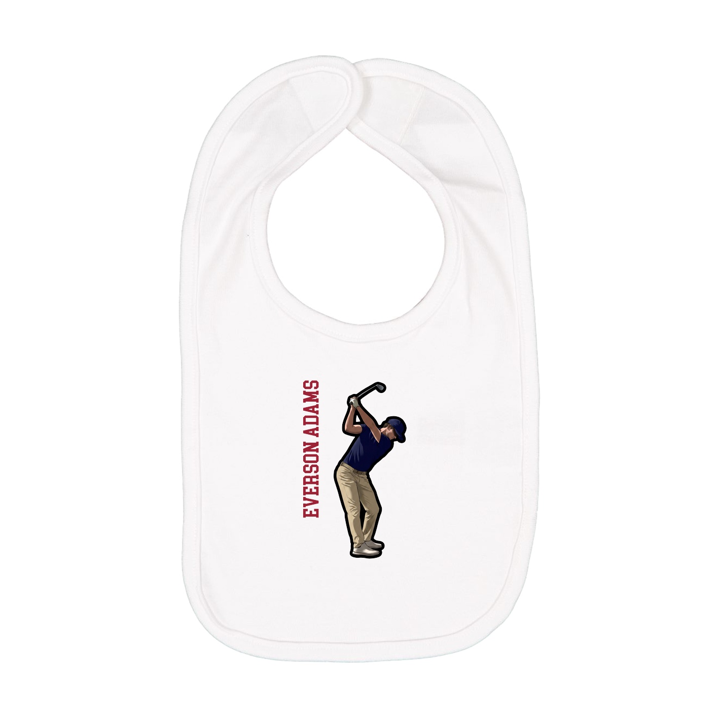 Infant Bib — Name Vertical in White
