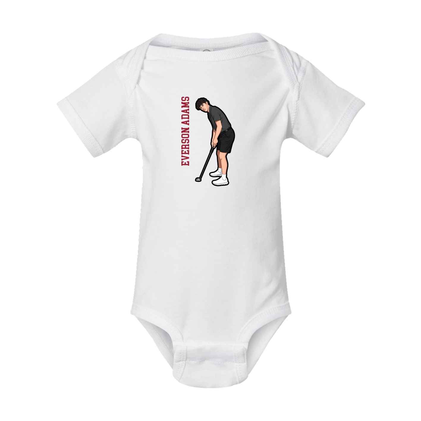 Baby Onesie — Name Vertical in White