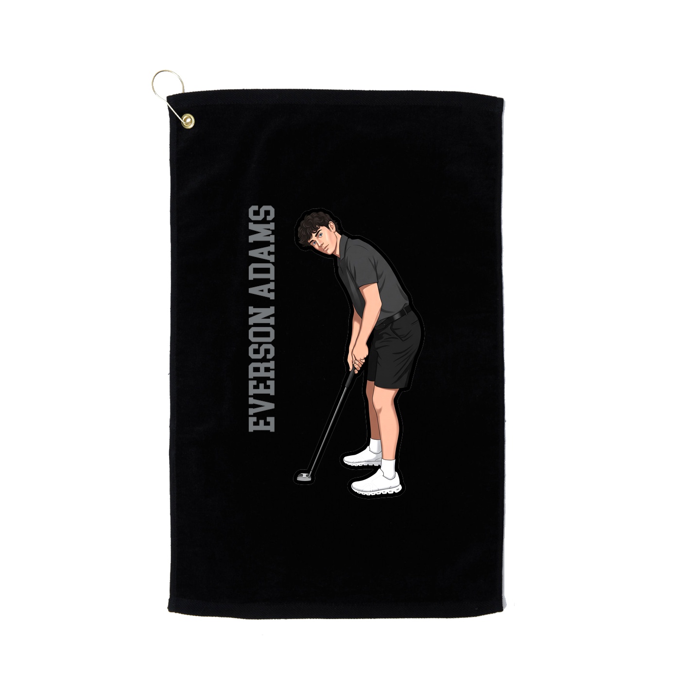 Golf Towel — Name Vertical in Black