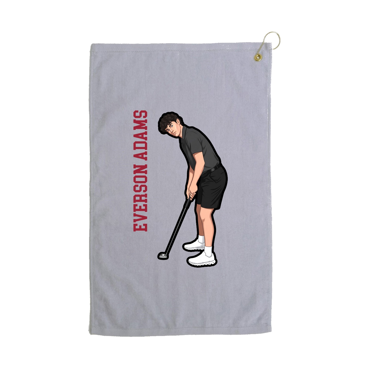 Golf Towel — Name Vertical in Grey
