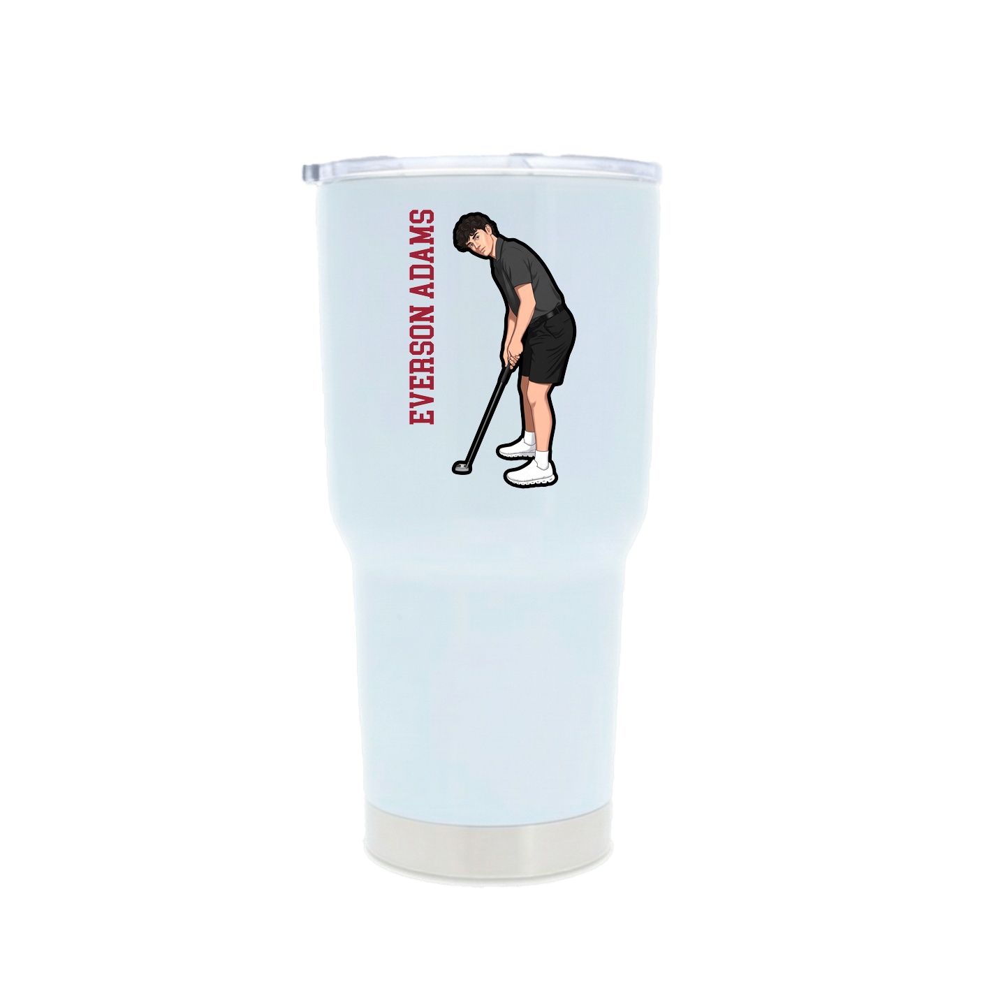 30oz Stainless Steel Tumbler — Name Vertical in White