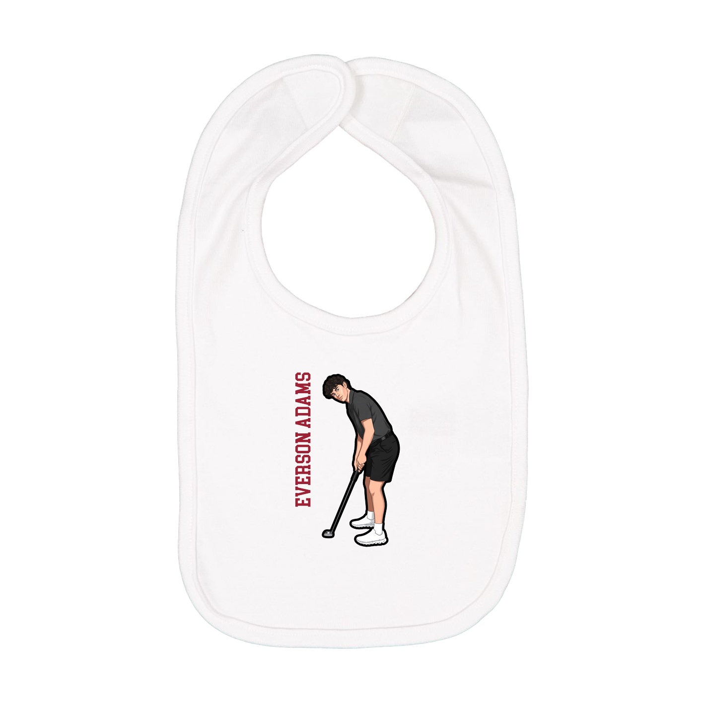 Infant Bib — Name Vertical in White