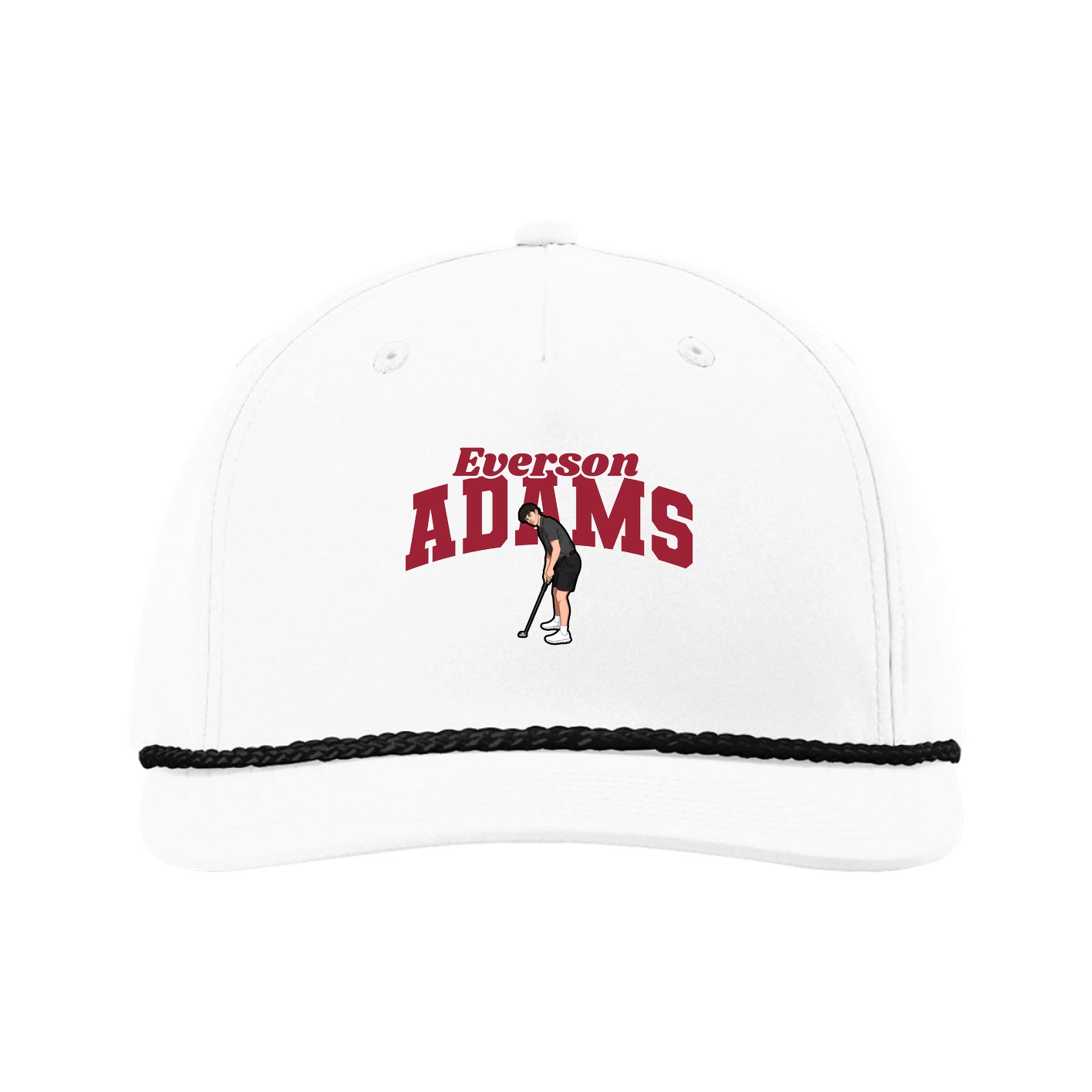 Five-Panel Classic Rope Cap — Signature Arch in White