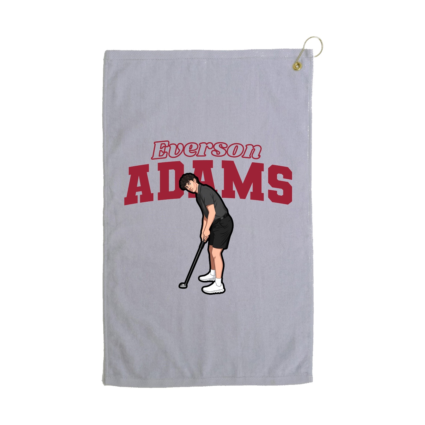 Golf Towel — Name Arch in Grey