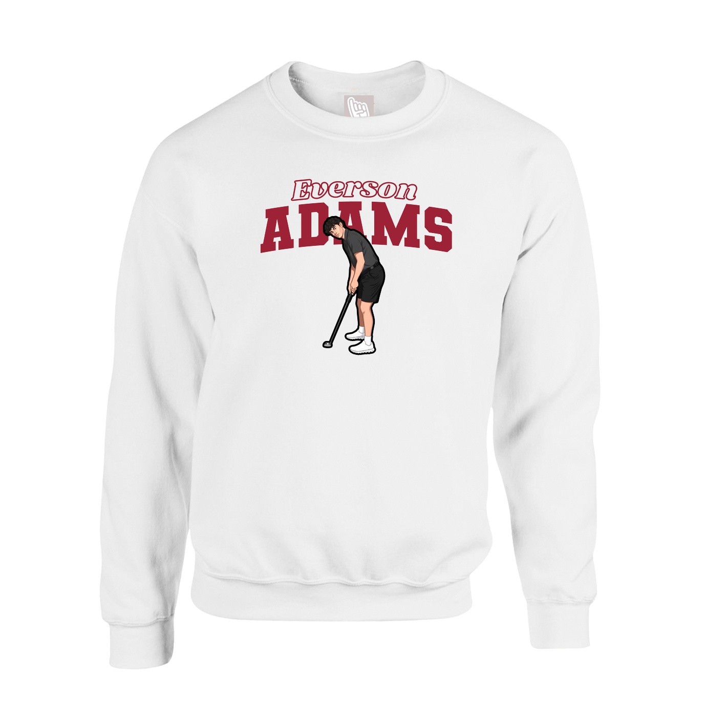 Fleece Crew — Name Arch in White