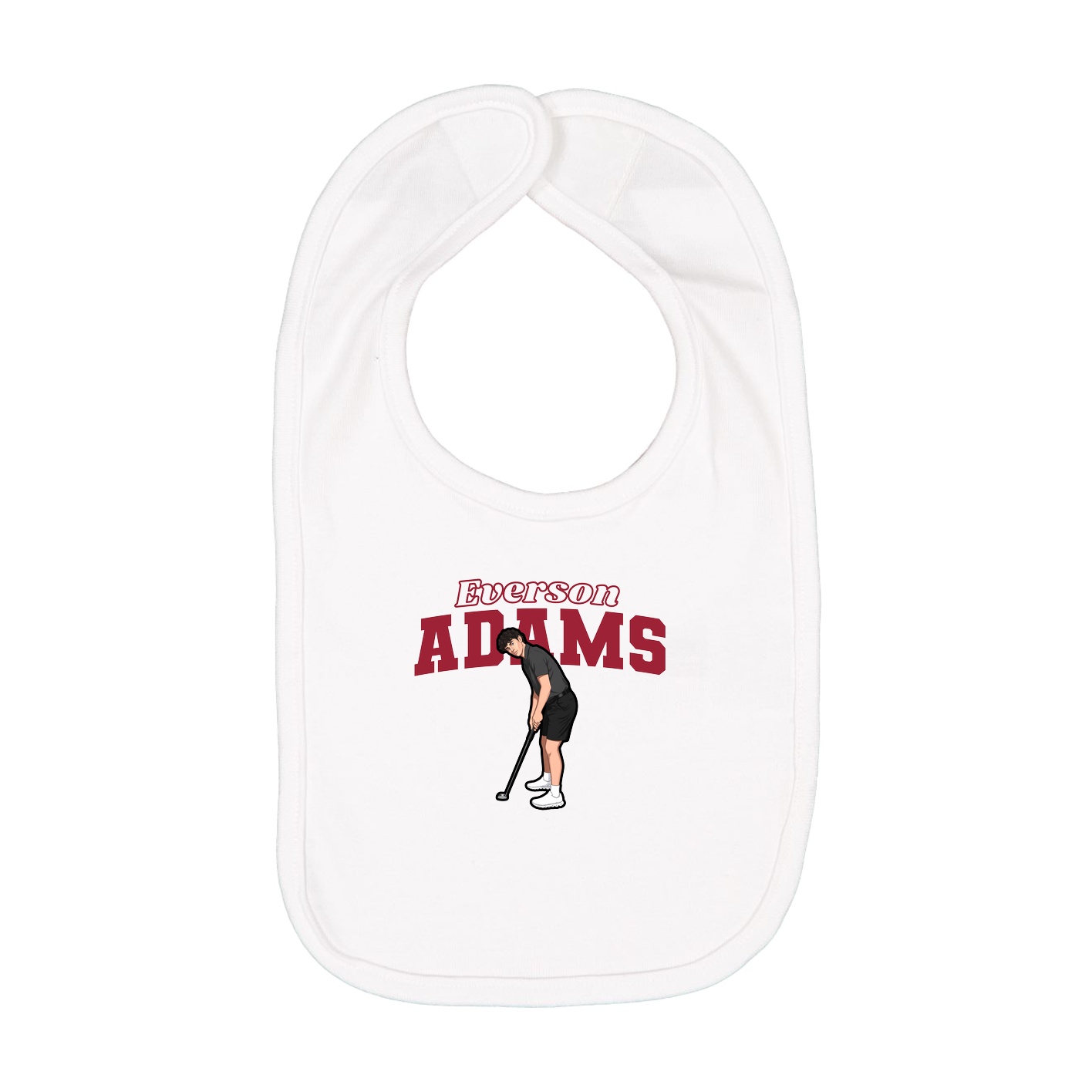Infant Bib — Name Arch in White