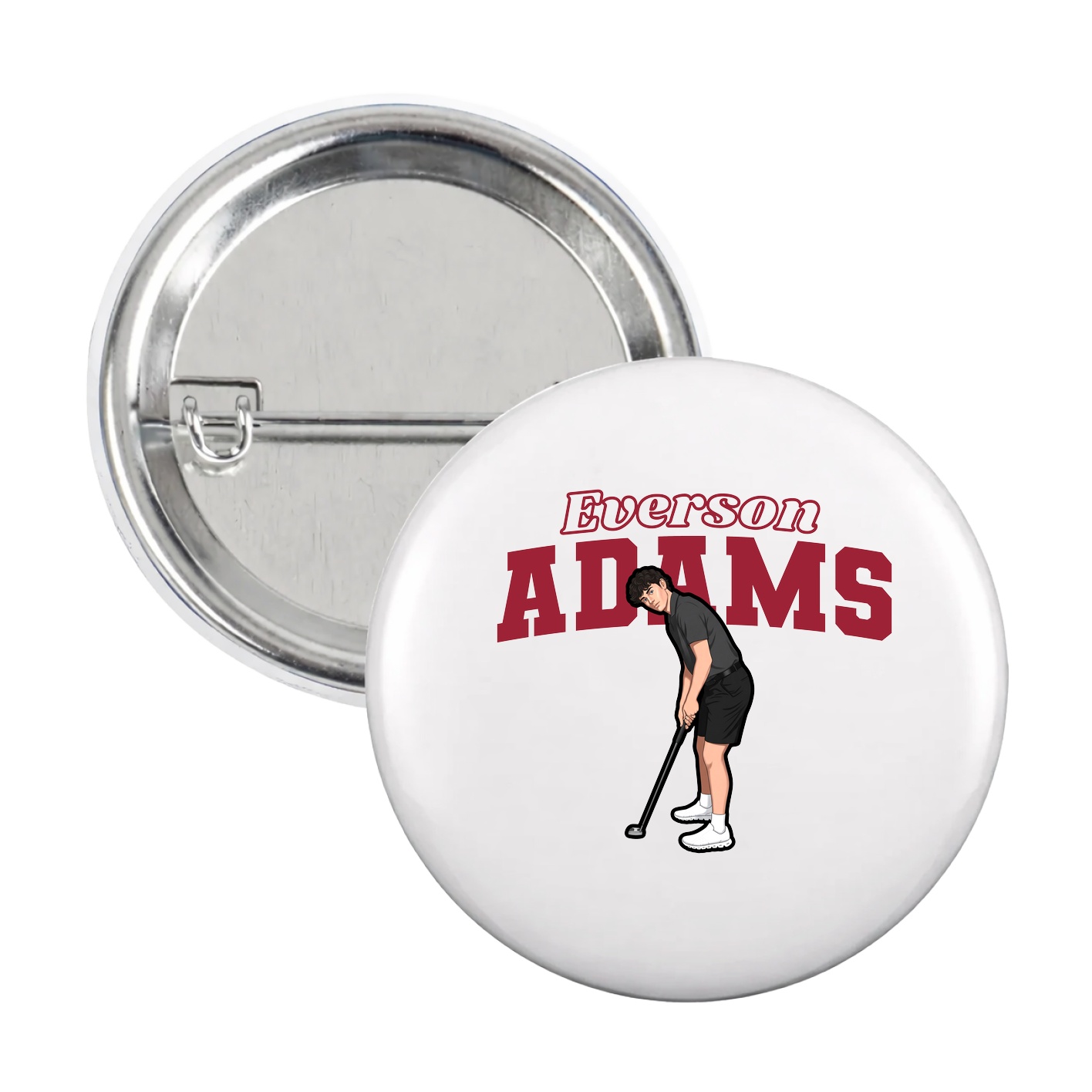 Game Day Button — Name Arch in White