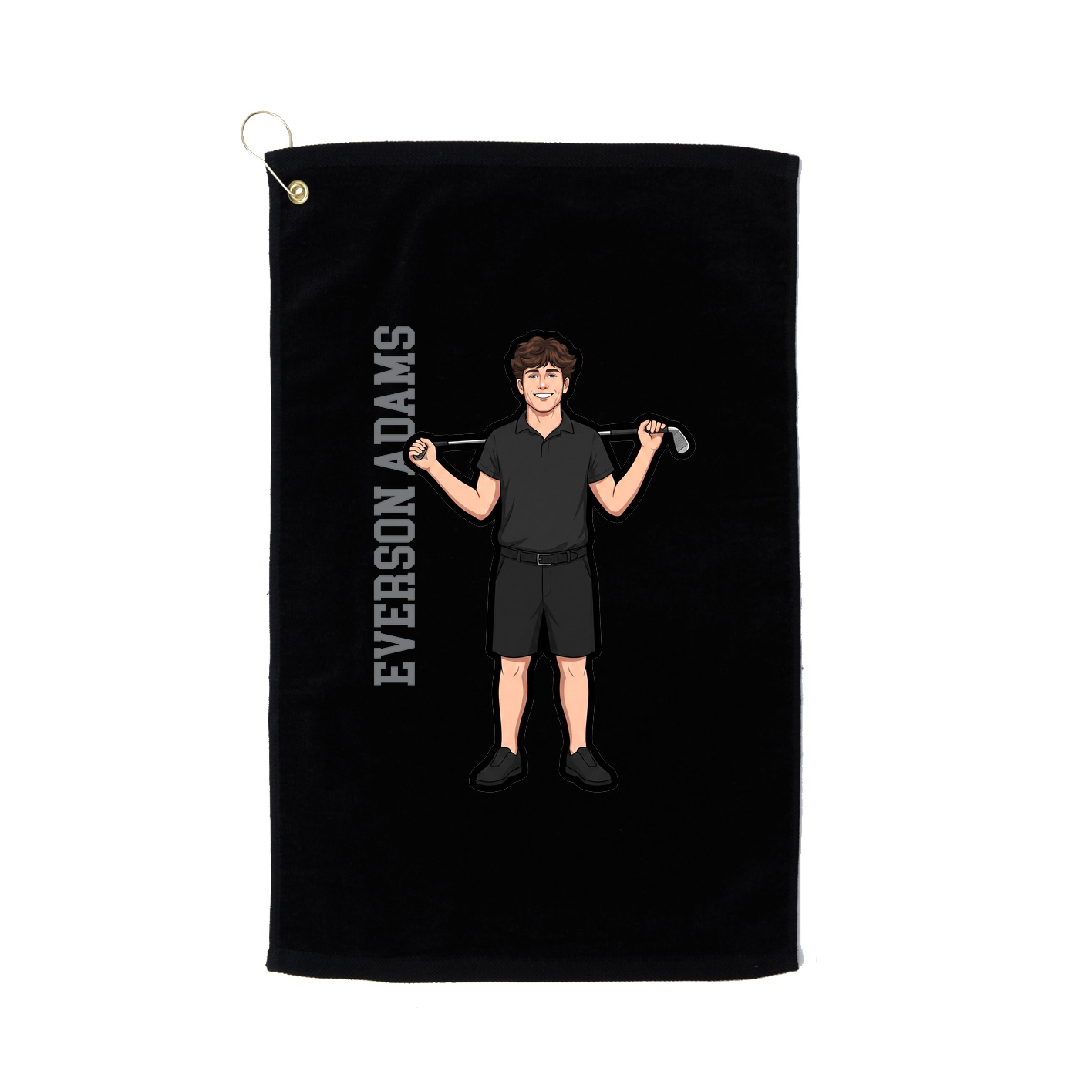 Golf Towel — Name Vertical in Black