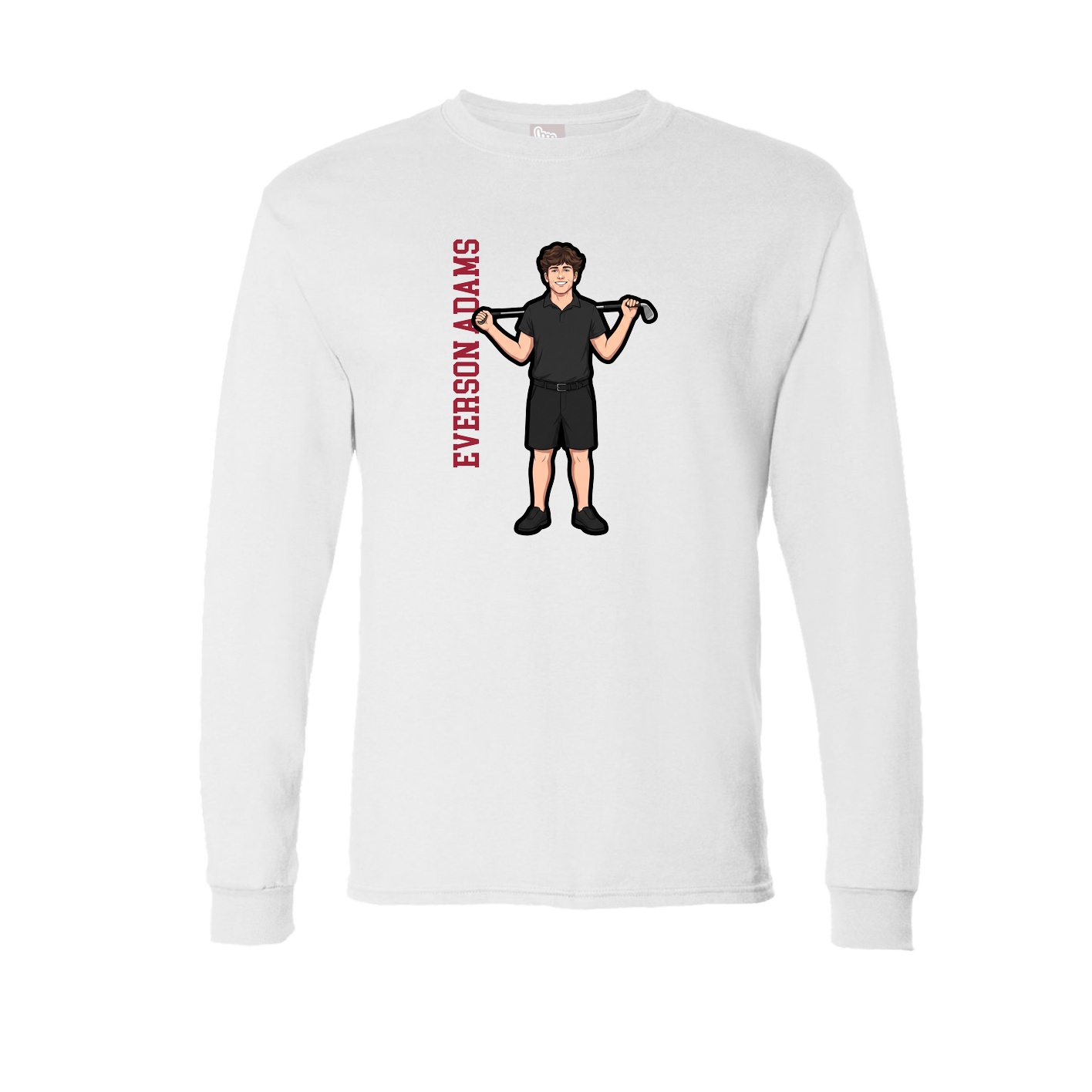 Long Sleeve Tee — Name Vertical in White