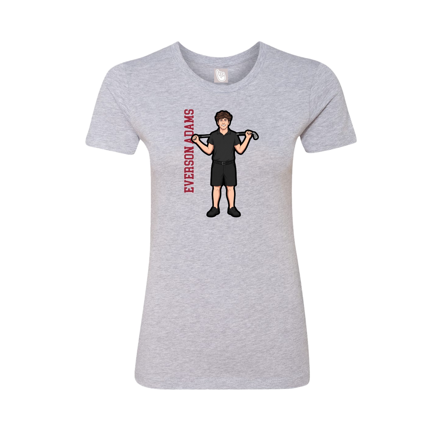 Womens Tee — Name Vertical in Grey