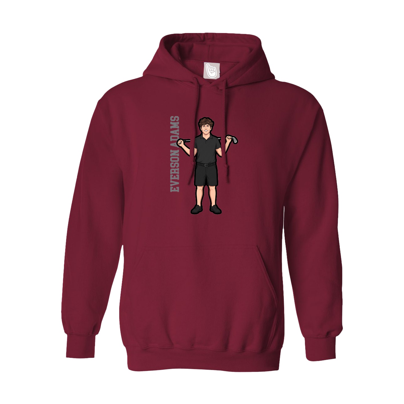 Hoodie — Name Vertical in Cardinal