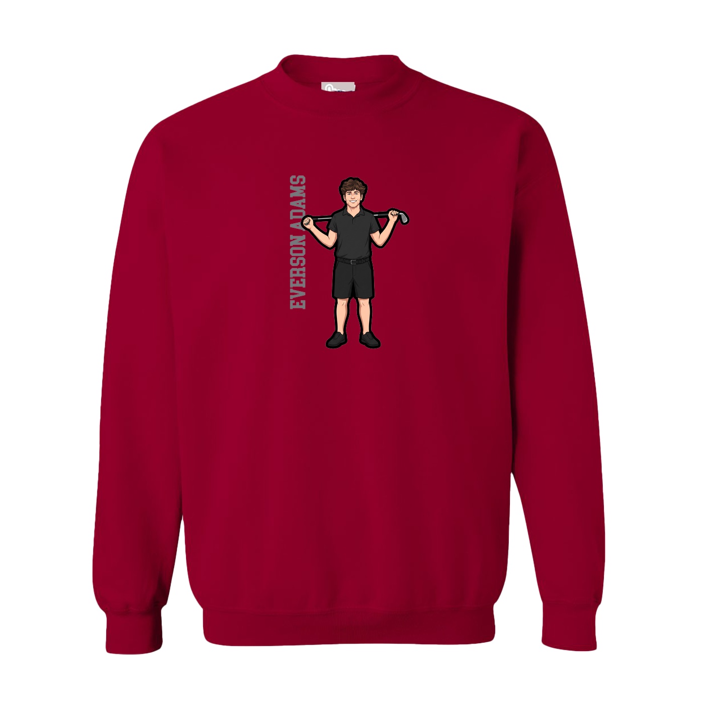 Fleece Crew — Name Vertical in Cardinal