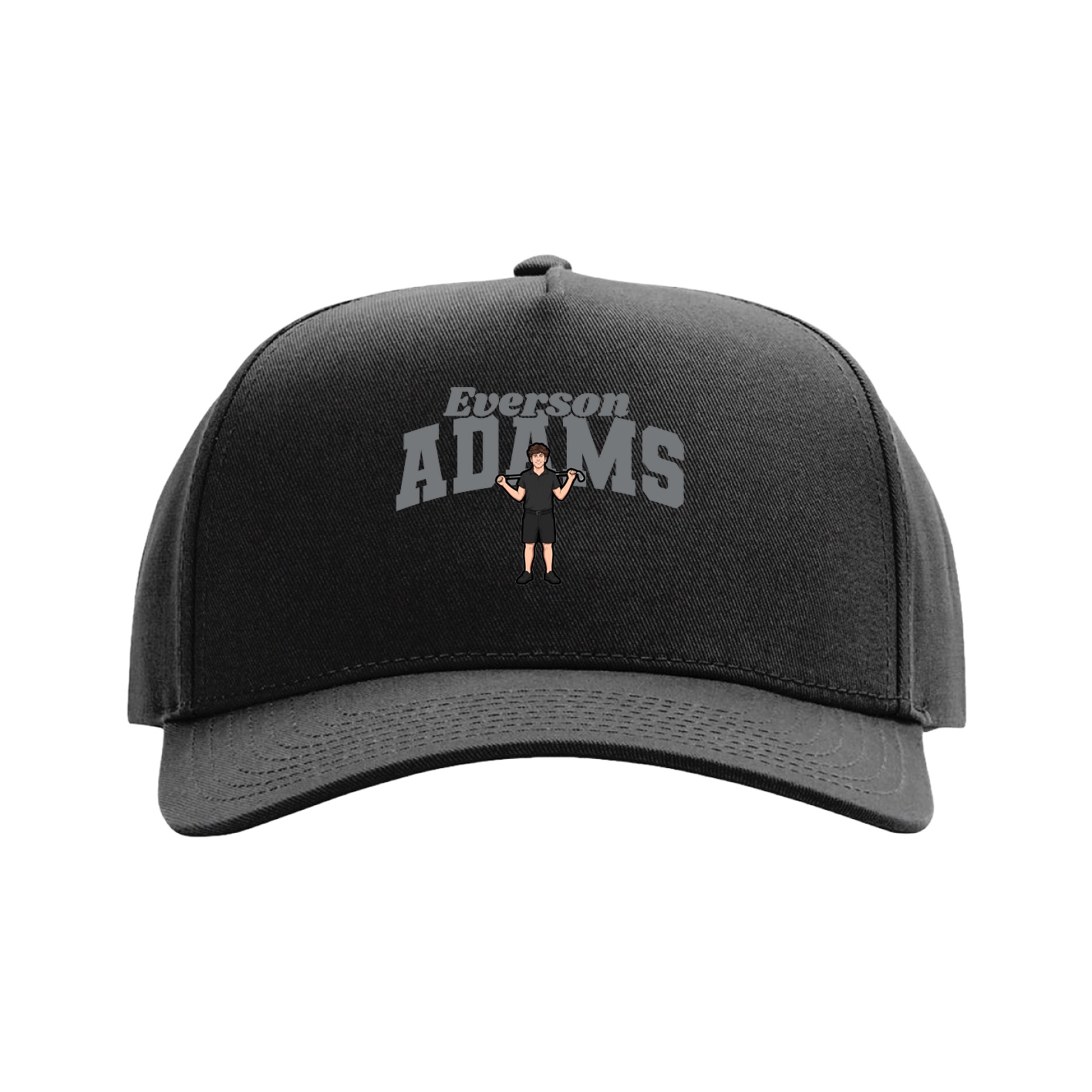 Full Fabric Five-Panel Champ Cap — Signature Arch in Black