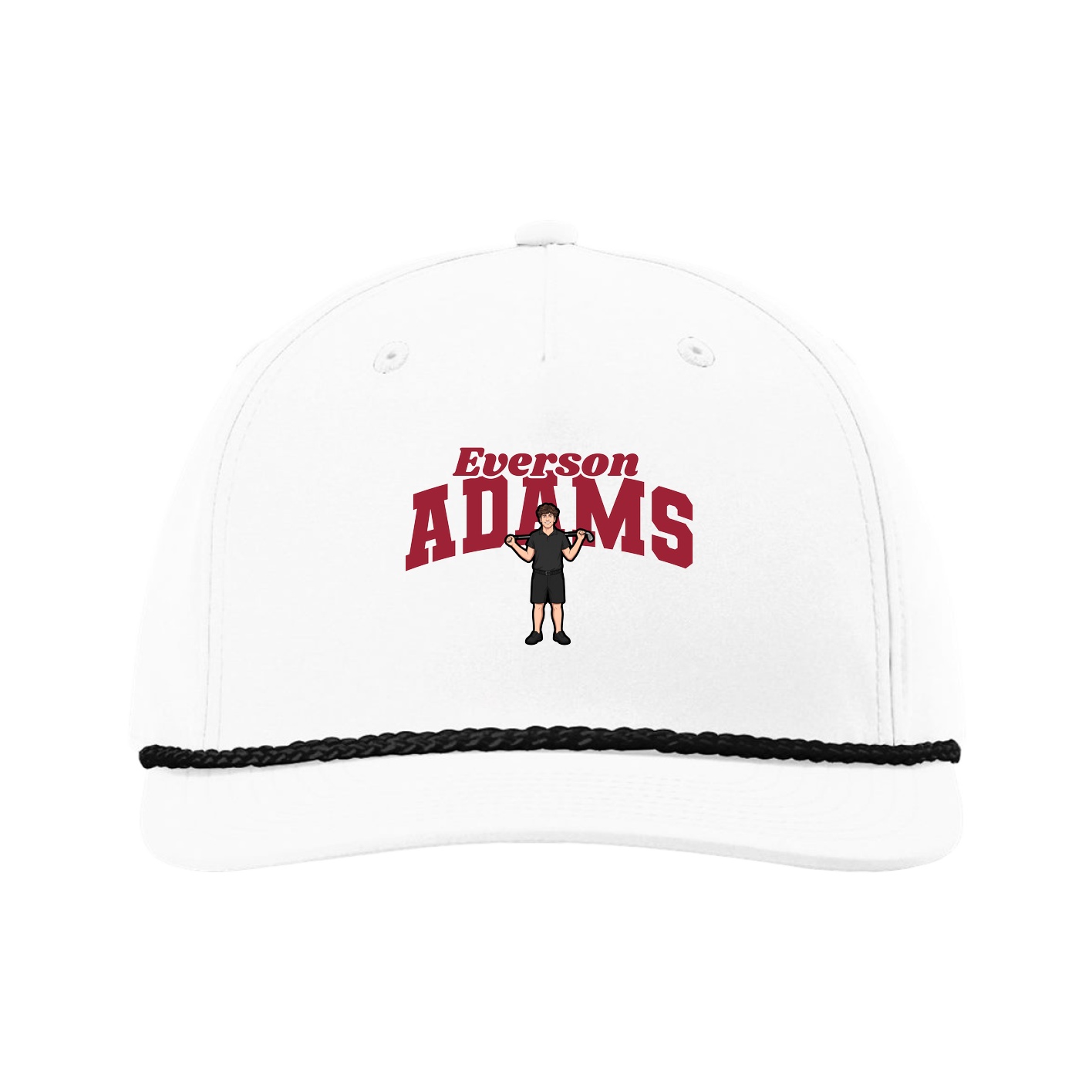 Five-Panel Classic Rope Cap — Signature Arch in White