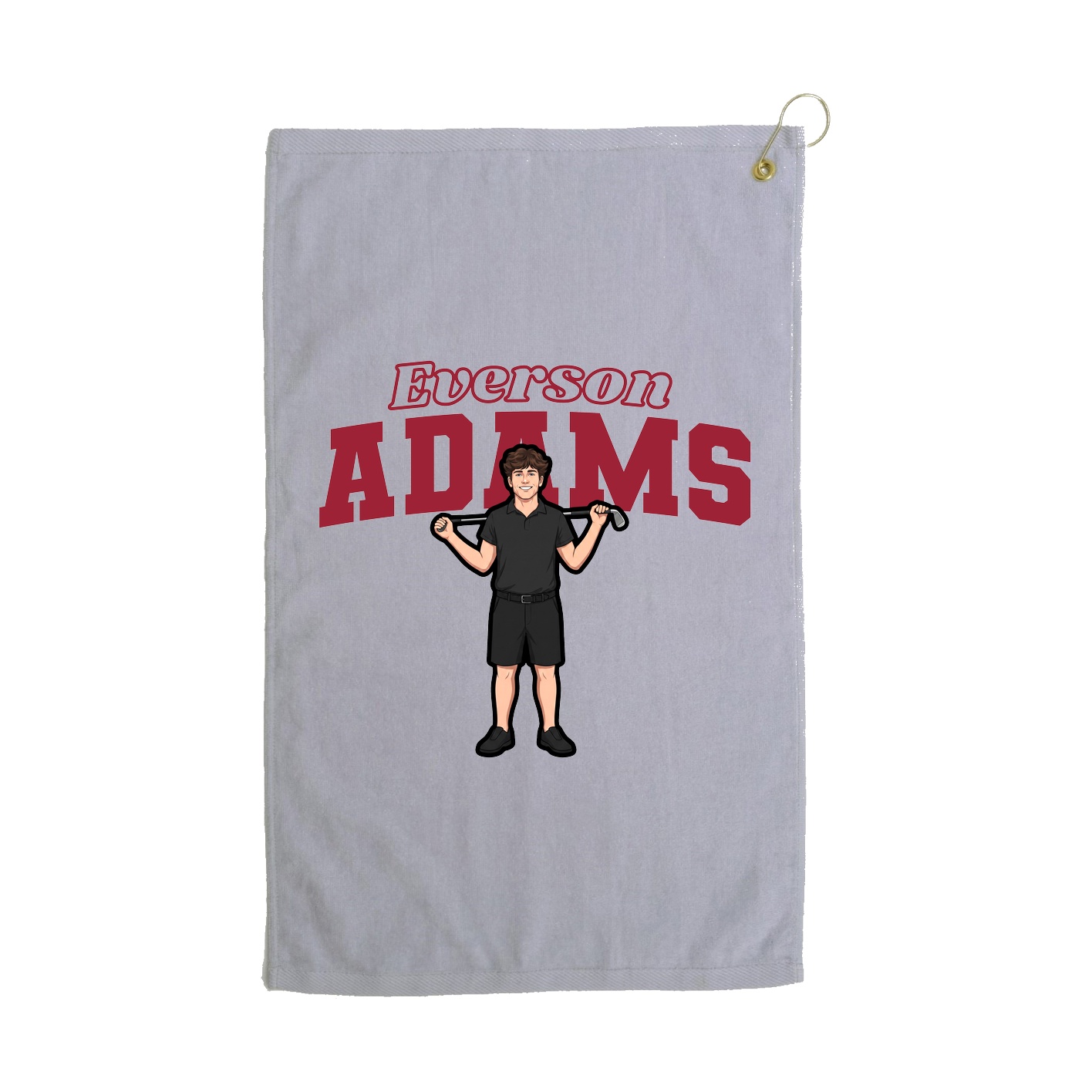 Golf Towel — Name Arch in Grey