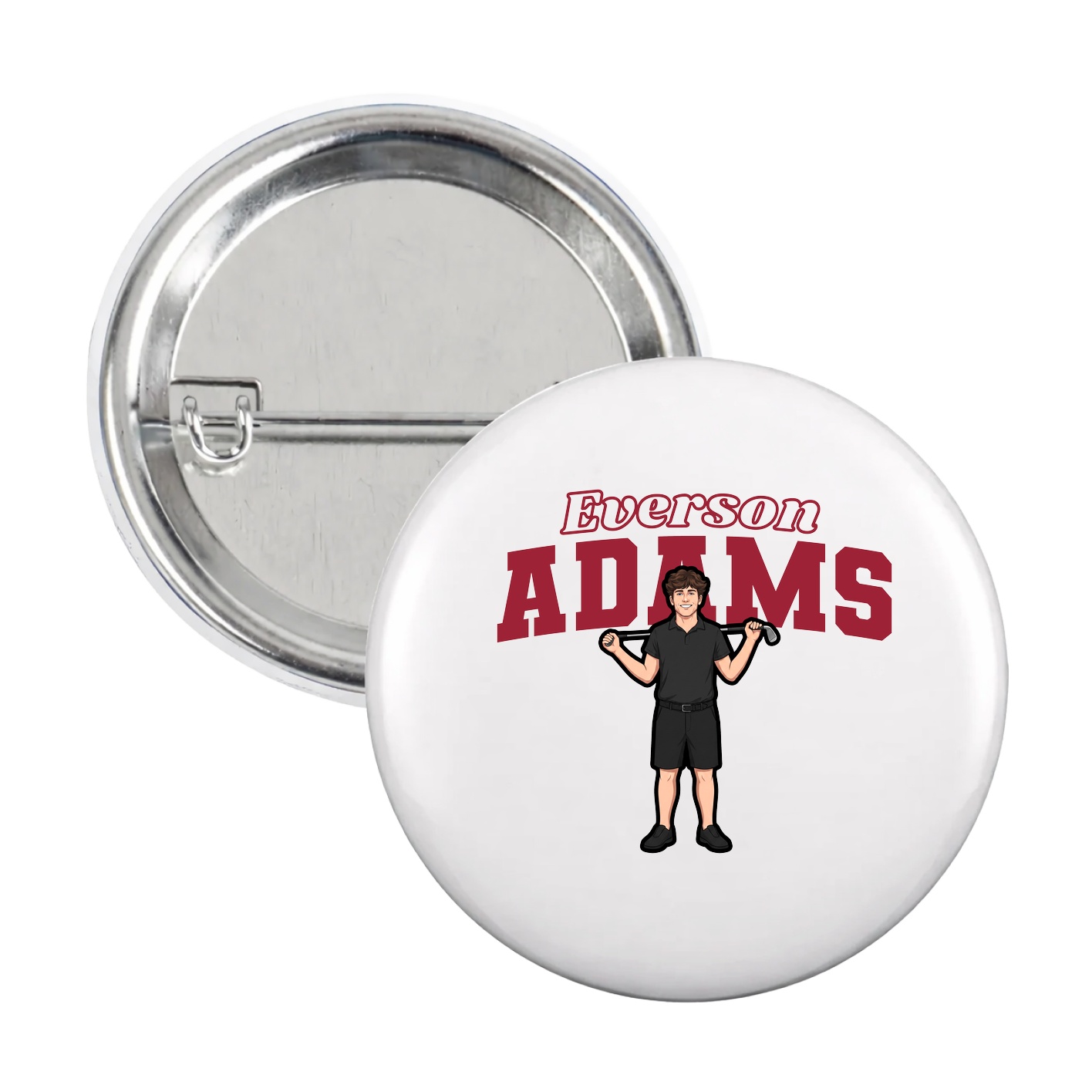 Game Day Button — Name Arch in White