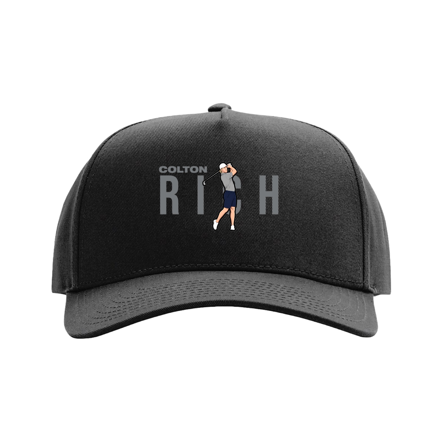 Full Fabric Five-Panel Champ Cap — Player Name in Black