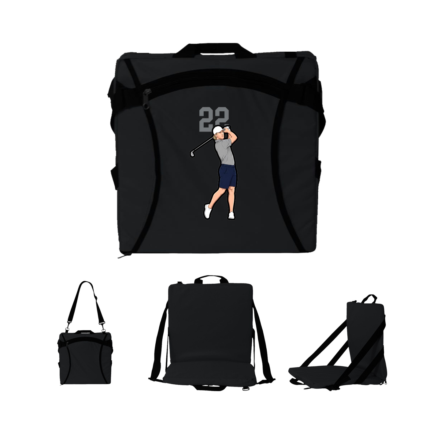 Folding Stadium Seat — Number Top in Black
