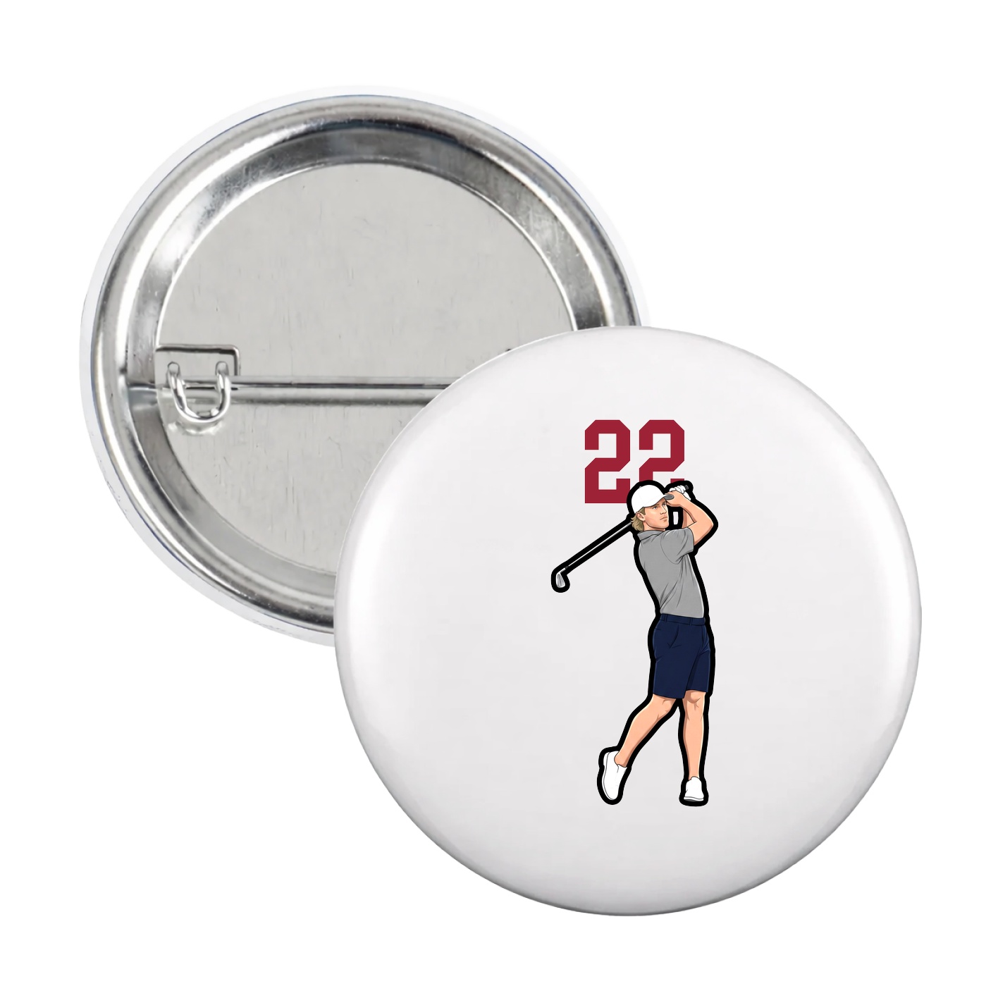 Game Day Button — Number Top in White