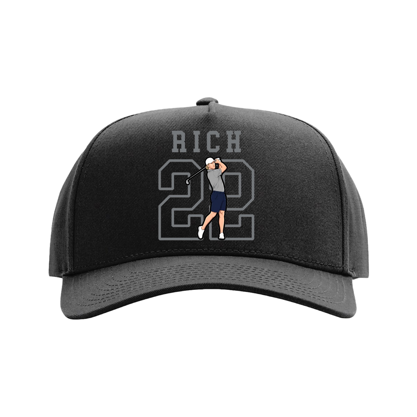 Full Fabric Five-Panel Champ Cap — Shirsey in Black