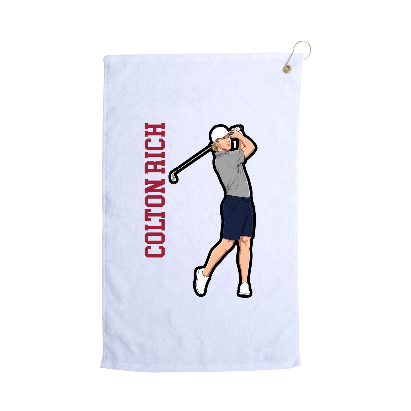 Golf Towel — Name Vertical in White