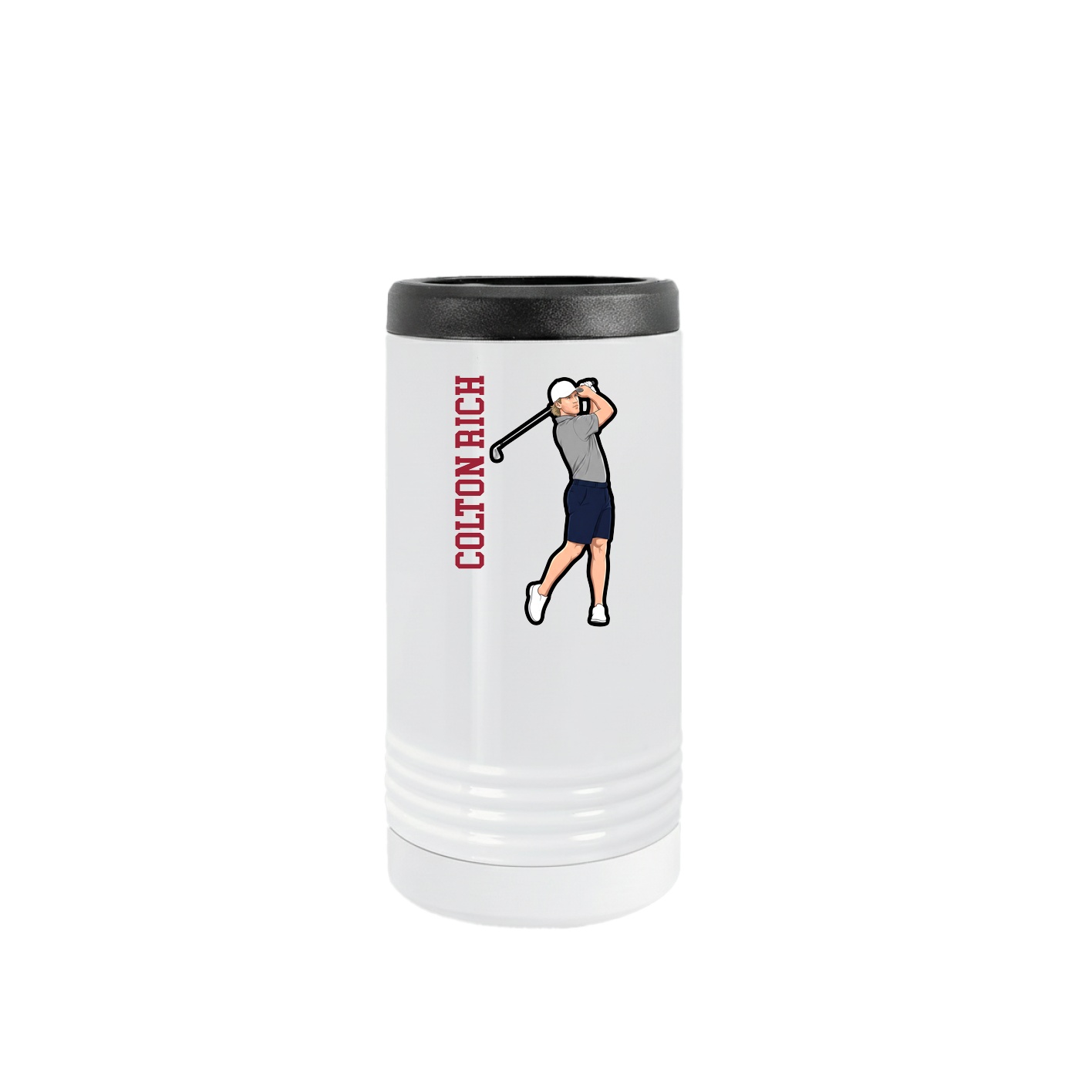 Slim Beverage Holder — Name Vertical in White