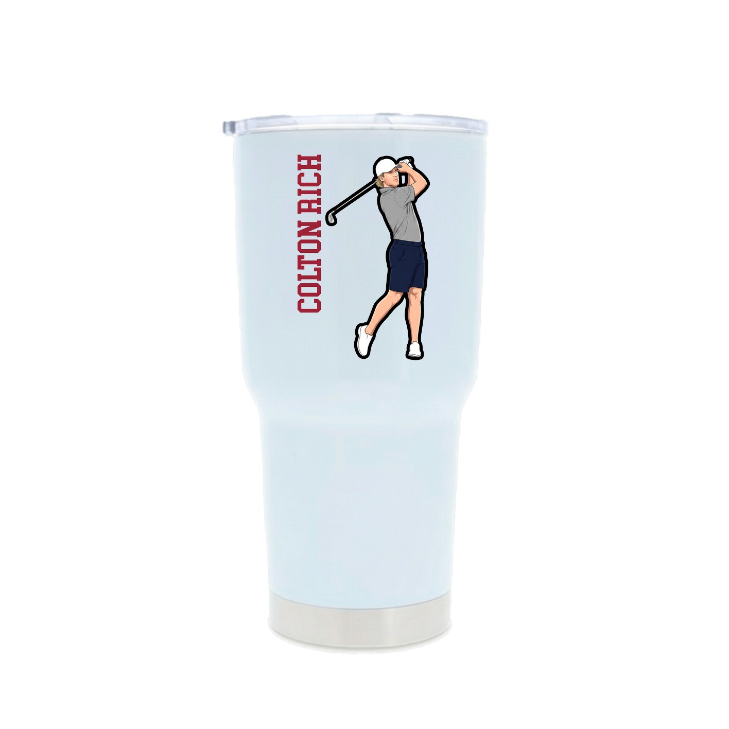 30oz Stainless Steel Tumbler — Name Vertical in White