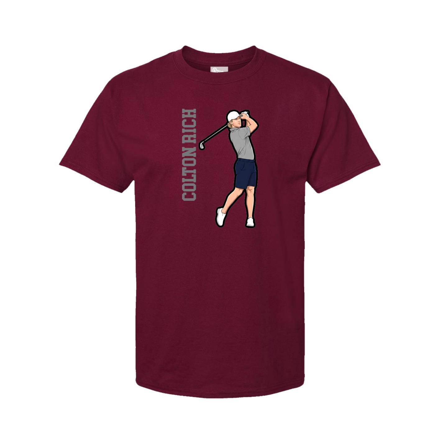 Youth Tee — Name Vertical in Cardinal