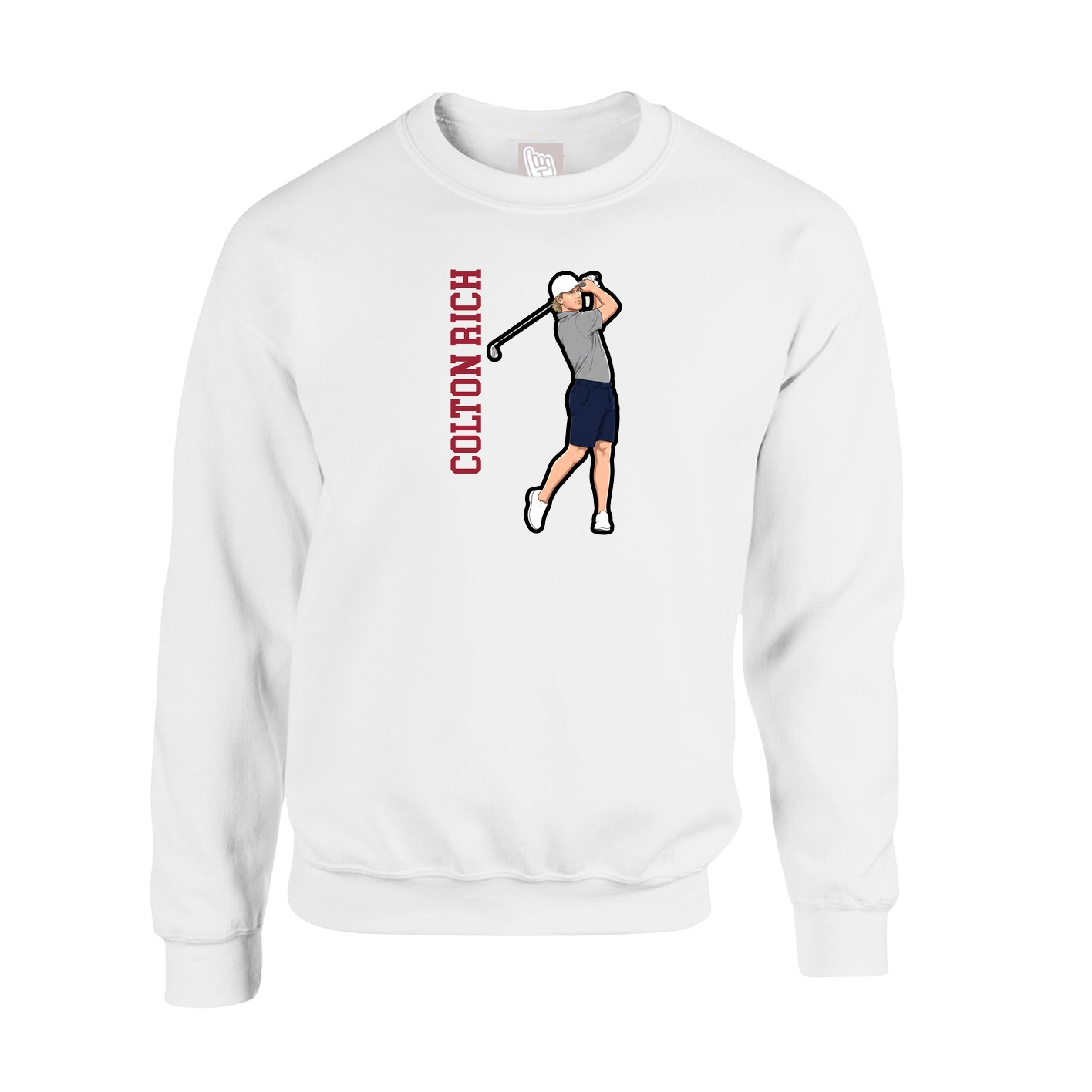 Fleece Crew — Name Vertical in White