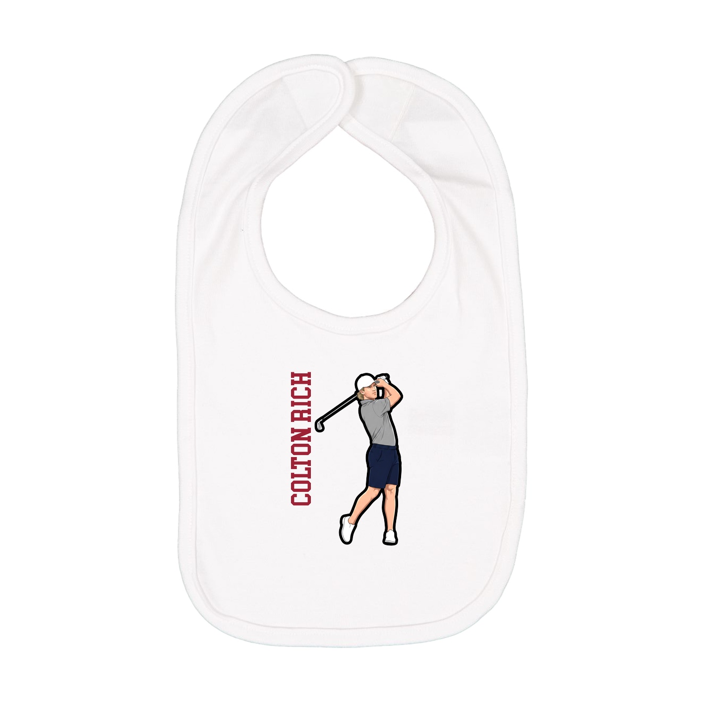 Infant Bib — Name Vertical in White