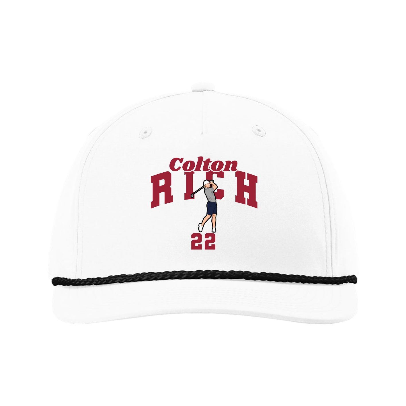 Five-Panel Classic Rope Cap — Signature Arch in White