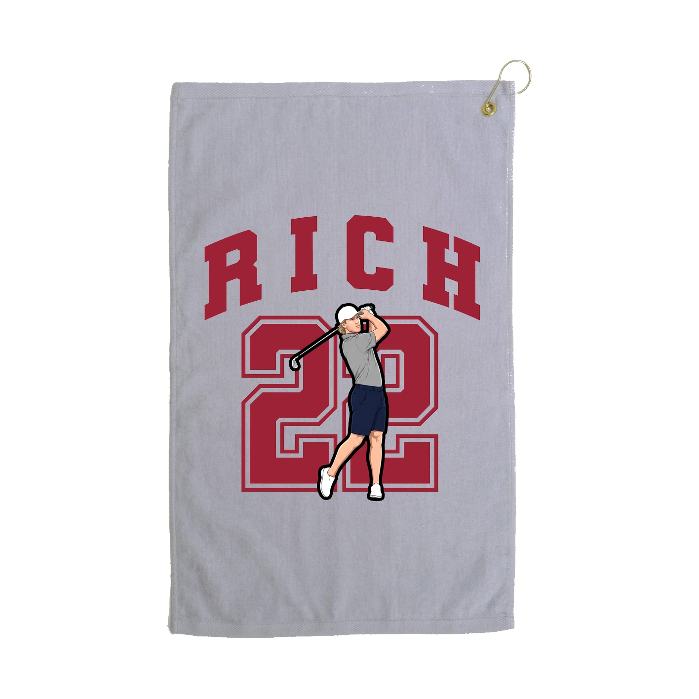 Golf Towel — Number in Grey