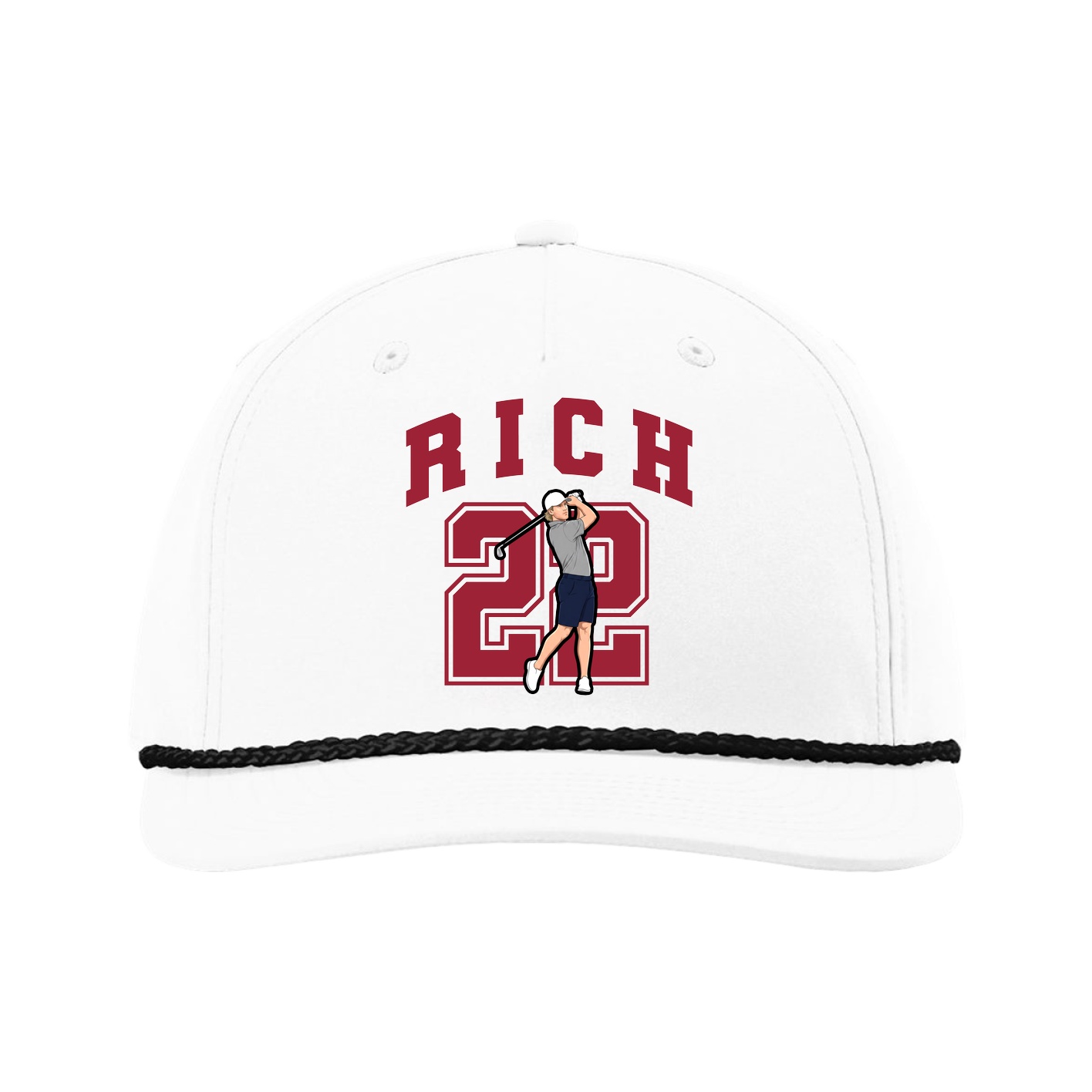 Five-Panel Classic Rope Cap — Number in White