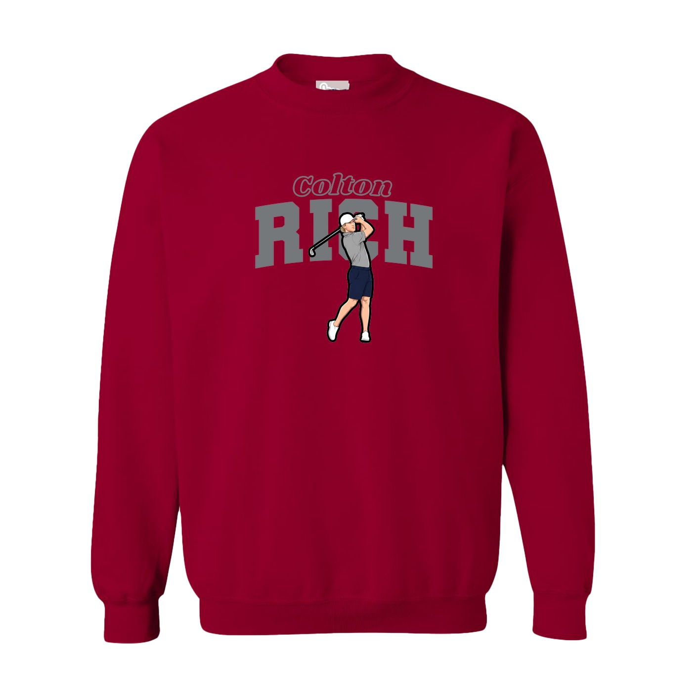 Fleece Crew — Name Arch in Cardinal
