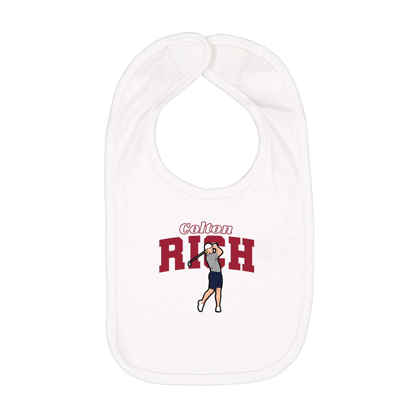 Infant Bib — Name Arch in White