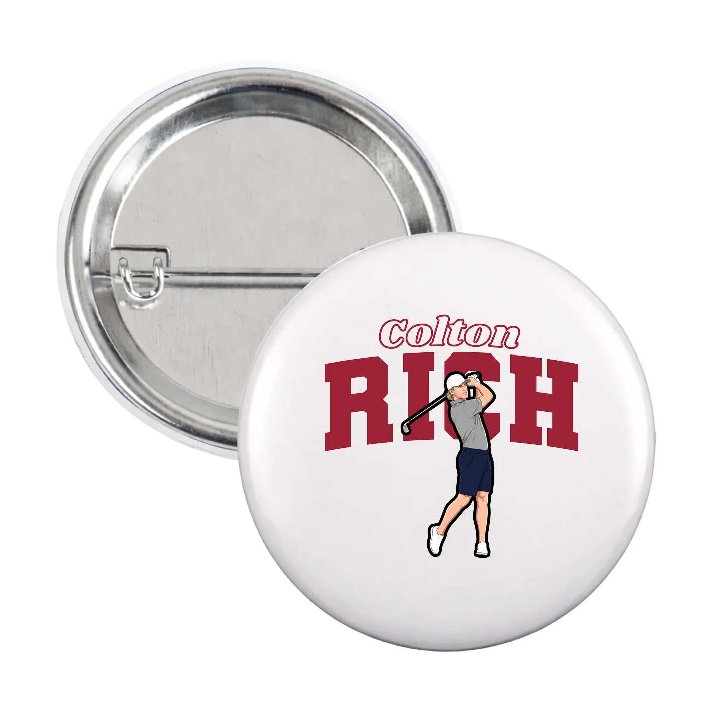 Game Day Button — Name Arch in White