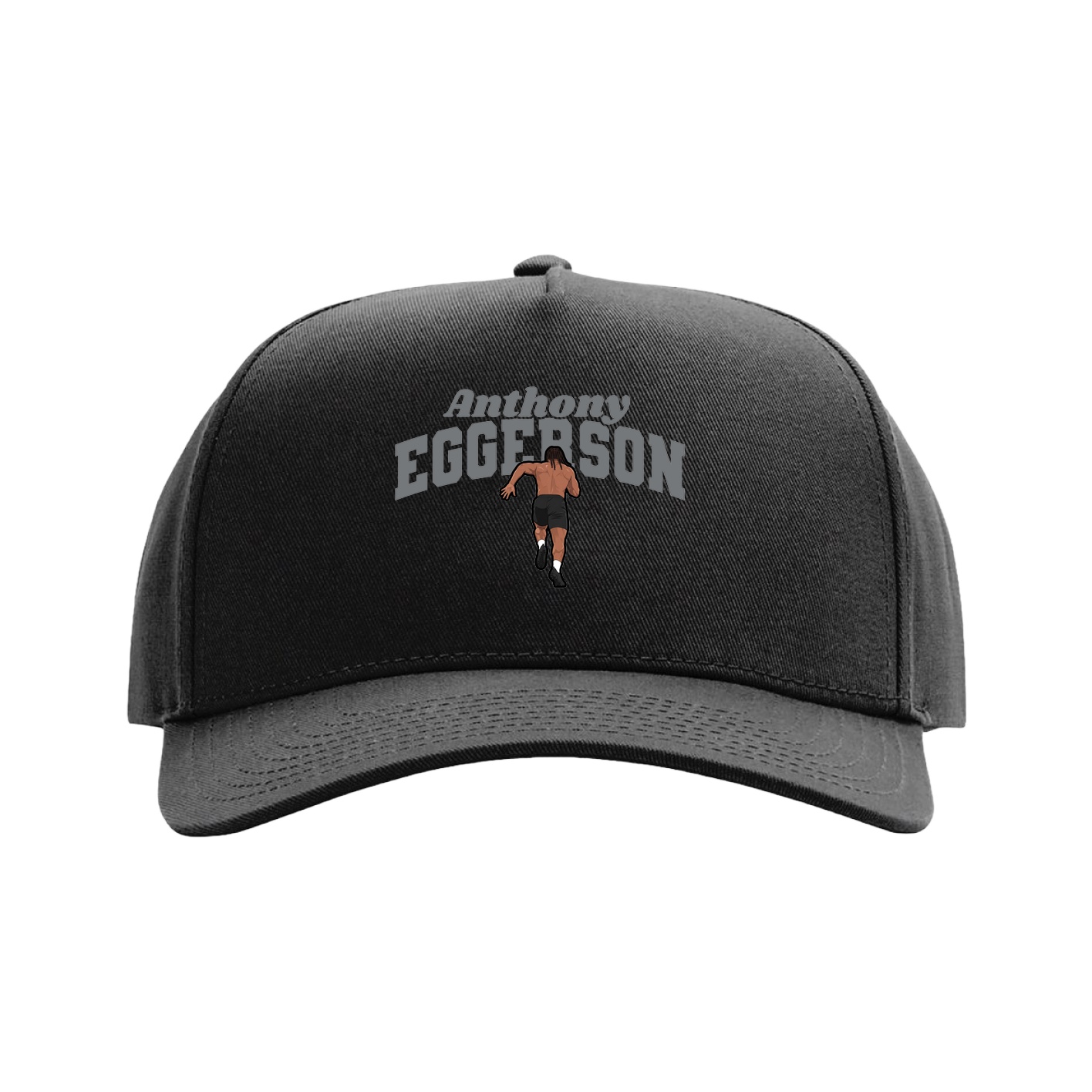 Full Fabric Five-Panel Champ Cap — Signature Arch in Black