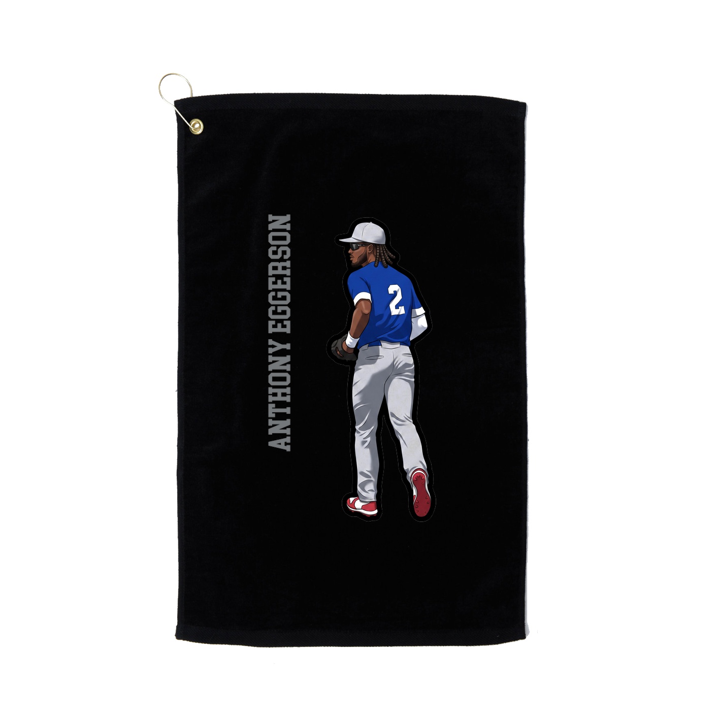 Golf Towel — Name Vertical in Black