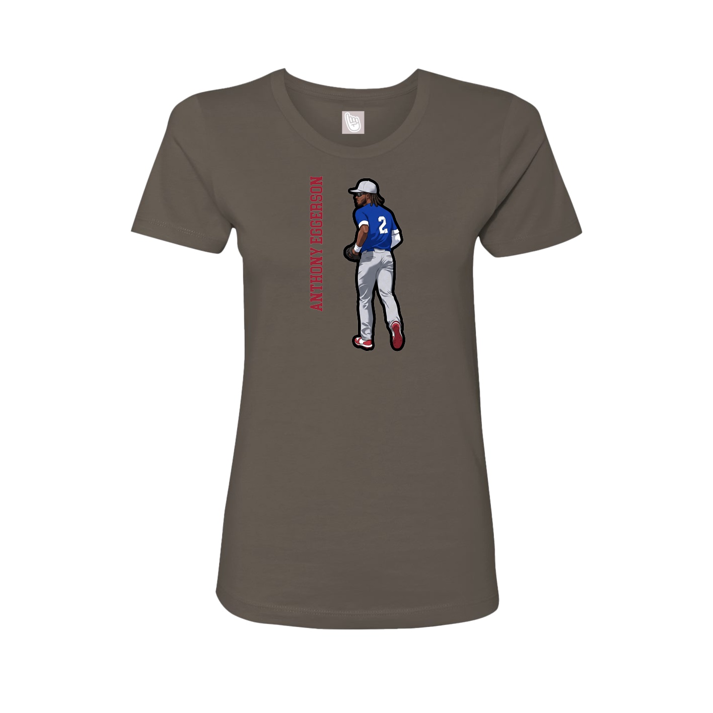Fitted Women's Tee — Name Vertical in Grey