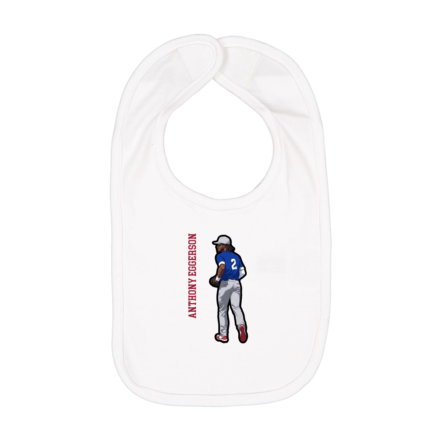 Infant Bib — Name Vertical in White