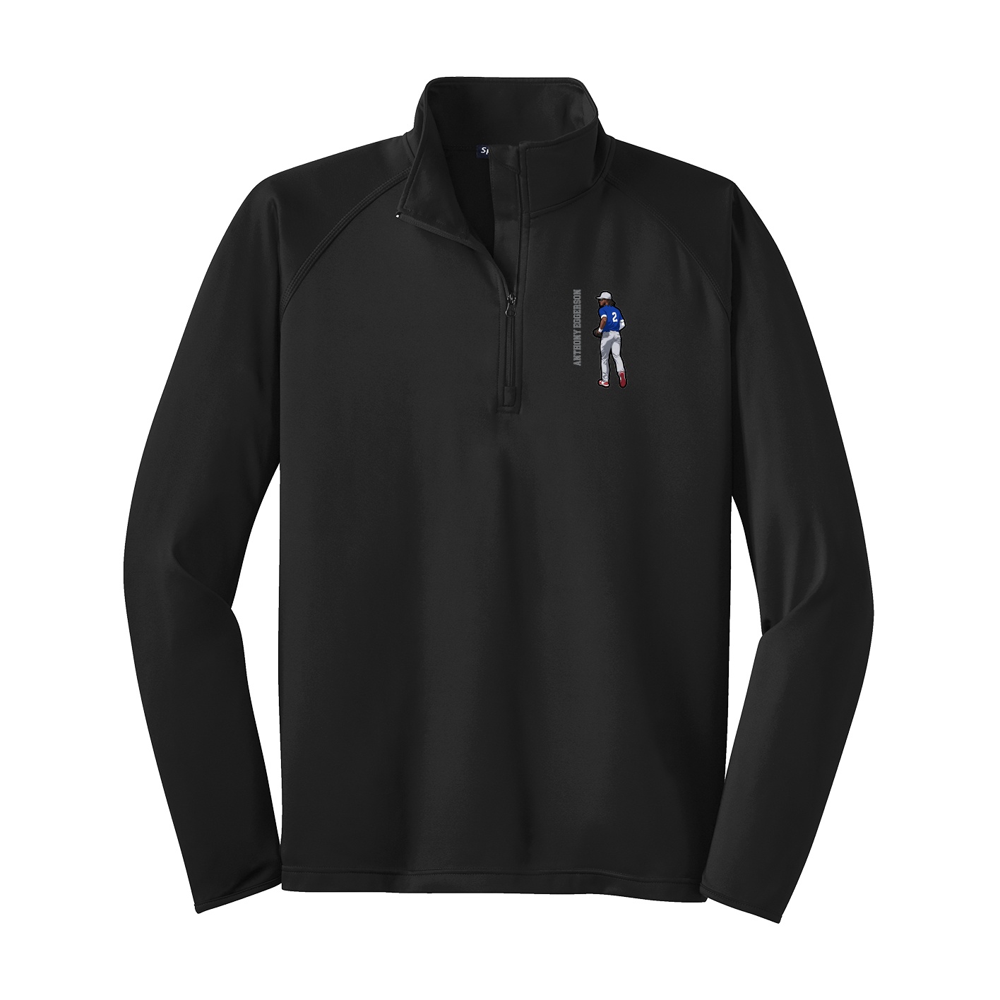 Q-Zip Pullover — Name Vertical in Black