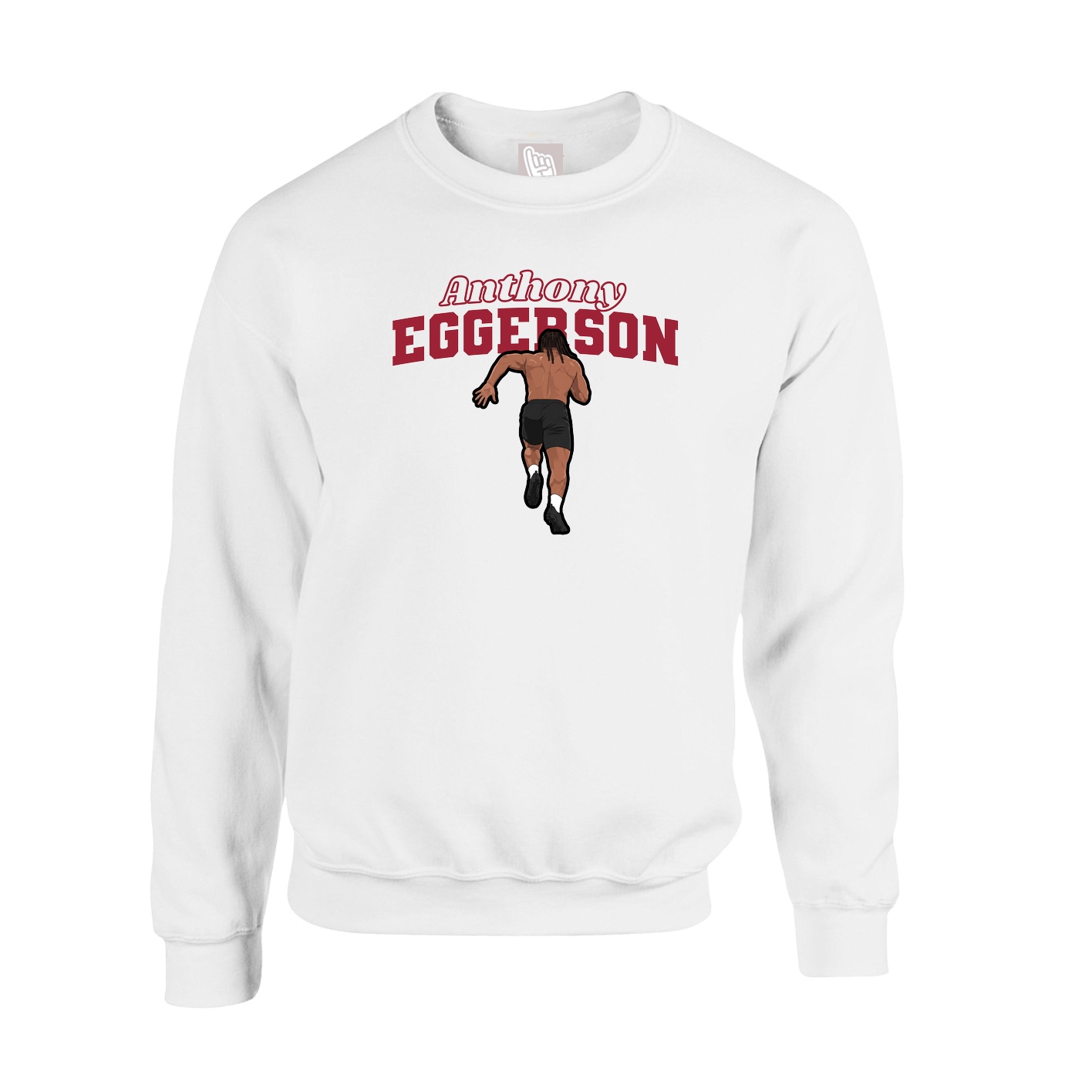 Fleece Crew — Name Arch in White