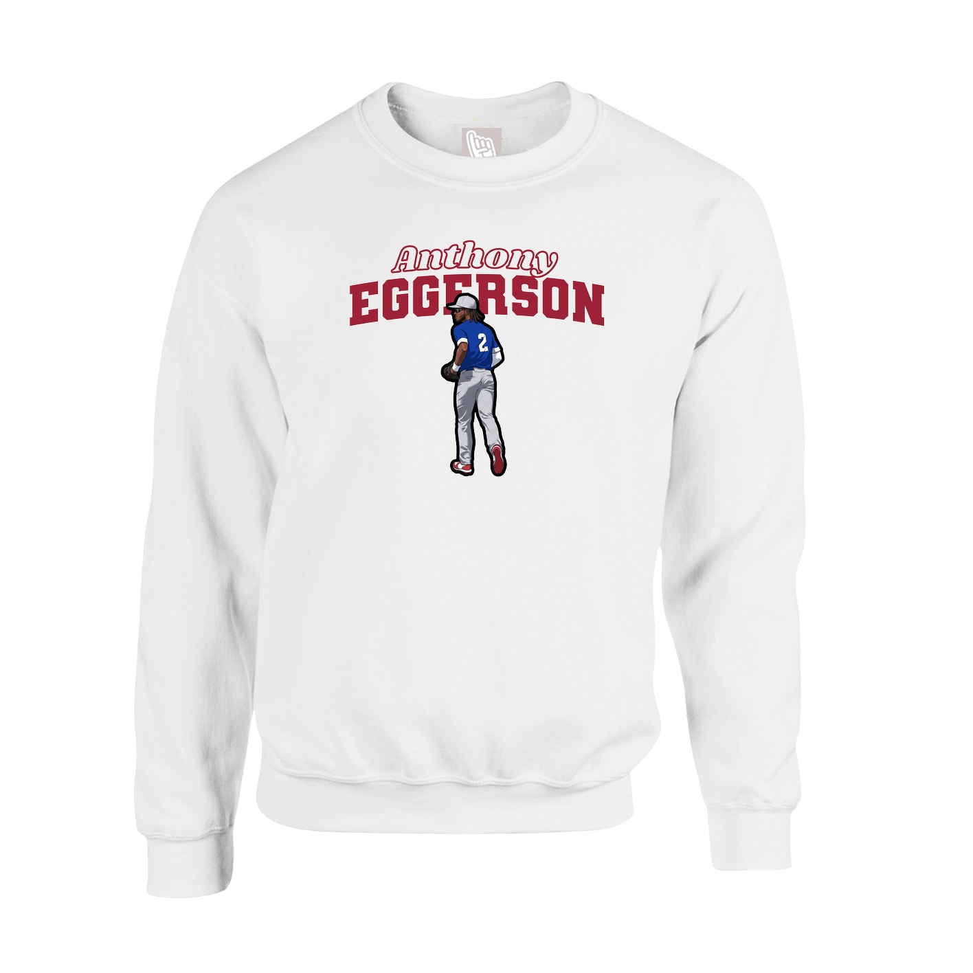 Fleece Crew — Name Arch in White