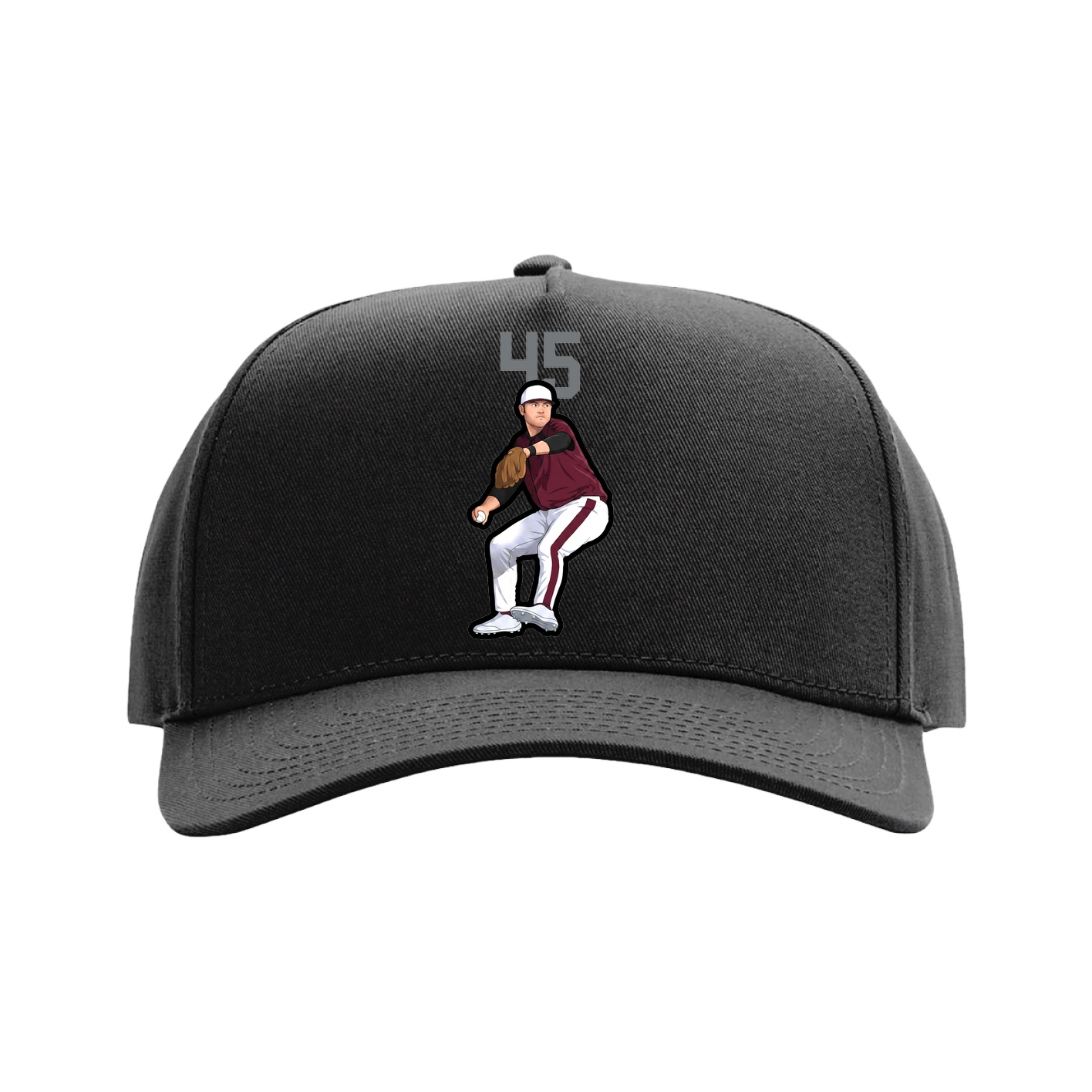 Full Fabric Five-Panel Champ Cap — Number Top in Black